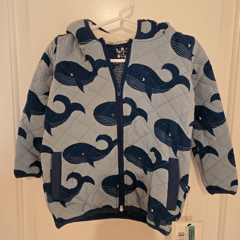 Blue KicKee Pants Quiltee Whale Patterned Jacket